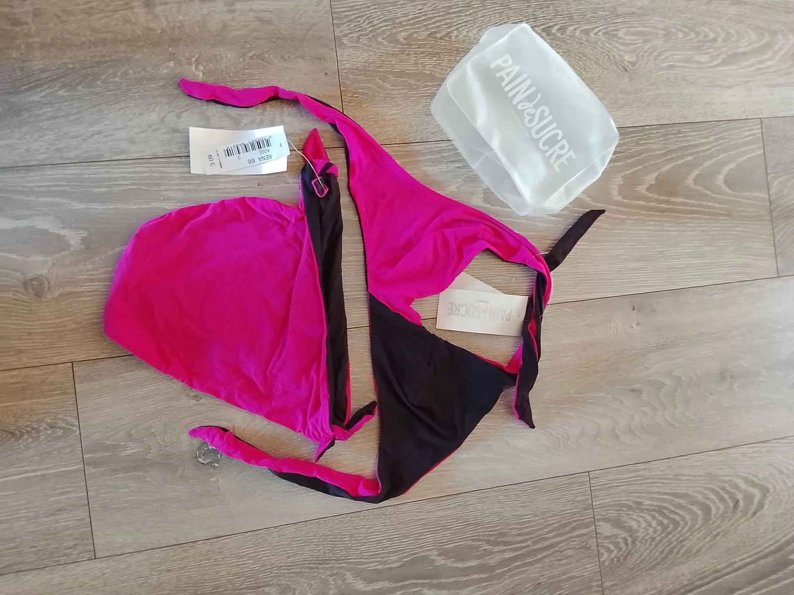 🏖️ Ideaal voor deze zomer Pain de Sucre Maat 3 oftewel 40 tweedelig omkeerbaar badpak fuchsia en bruin Nieuw met etiket 🏖️ – photo 3